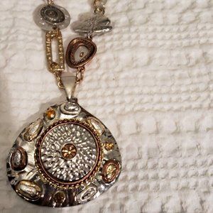 Statement Piece Mixed Metal Necklace 24inch